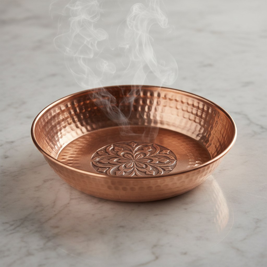 Dövme bakır hamam tası, çekiç izleri belirgin